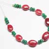 Natural Emerald Faceted Roundel and Ruby Smooth Oval Nuggets 6 Inches and Size 3-10mm ~ Very Rare ~ Same Size ~